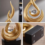 Modern Abstract Art Table Decoration,Resin Flame Statue Modern Centerpiece Ornaments for Living Room Great Gift Idea Home Decor,Collectibles (Gold)