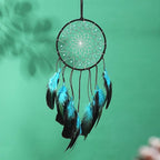 Dream Catcher Handmade Blue Feather Dreamcatchers Wall Hanging Ornament for Kids Home Decoration Girl Bedroom Craft Gift