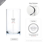 WGV Cylinder Vase, Width 7", Height 12", Clear Wide Large Diameter Flower Glassware, Floral Container, Planter Terrarium for Wedding Party Event, Home Accent Decor, 1 Piece