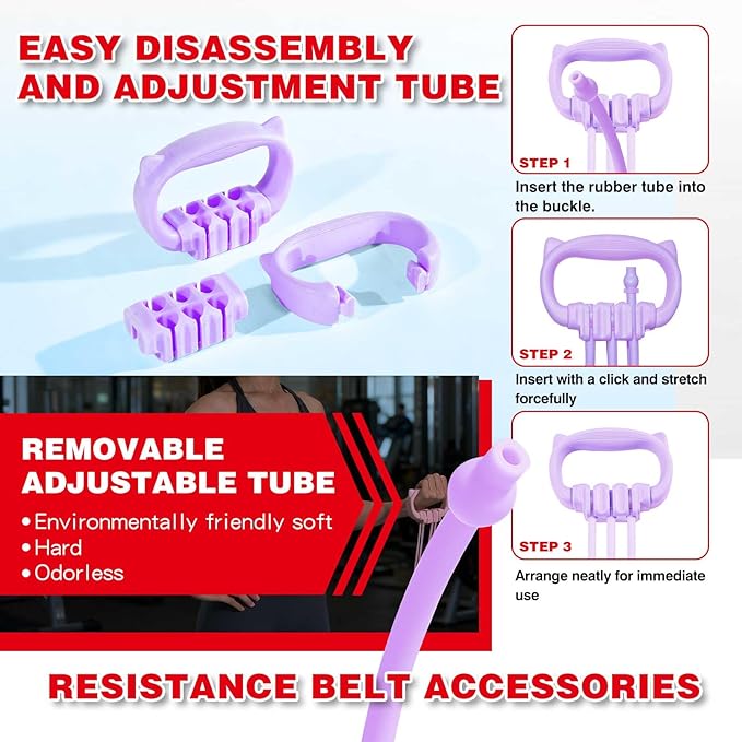 6 Gear Adjustable Resistance Bands, Fitness Resistance Bands Exercise Bands with Comfort Grips, Unisex, for Arms, Chest Extender, Home Workout, Fitness, Pilates