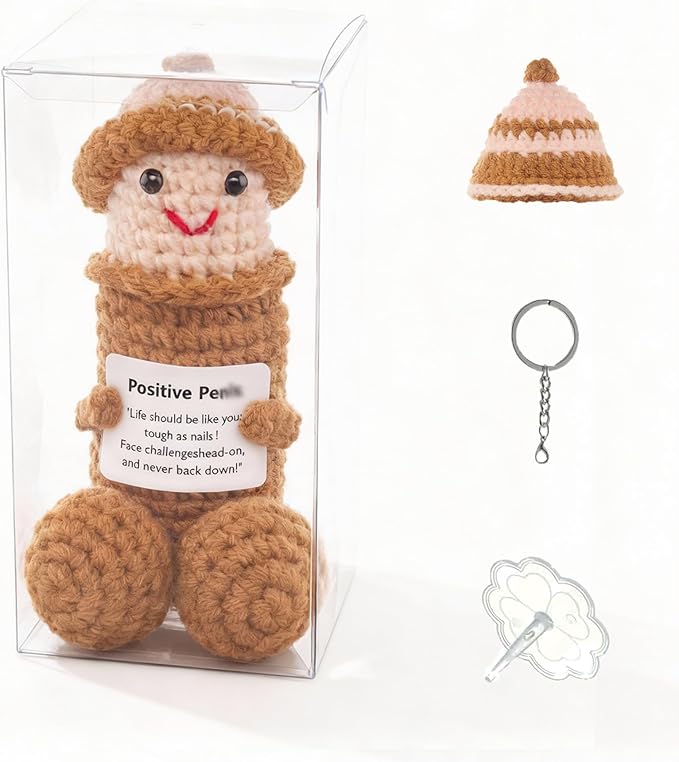 Emotional Support Plush with Removable Hats - Funny Stress Relief Gift for Men and Women Friends , Colleagues, Cute Crochet Office Decor for Office and Home, Unique Birthday Valentine‘s Day Gag Gift