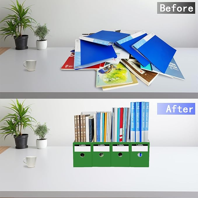 Limitliho Cardboard Magazine Holder (24 Pack), Sturdy Book Bins for Classroom, Vertical File Folder Organizer, 10.6'' 10.2'' 3.5'' Inch Magazine Rack (Multi-Color, 24 Pack)