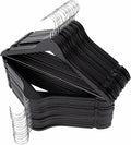 ELONG HOME Solid Wooden Hangers 30 Pack, Wood Suit Hangers with Extra Smooth Finish, Precisely Cut Notches & Chrome Swivel Hook, Wooden Clothes Hangers for Shirt Coat Jacket Dress, Black
