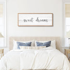 Sweet Dreams Wall Decor Above Bed 41.3''×15'' Large Farmhouse Wall Decor for Bedroom Guest Room Decor Framed Wood Wall Art Rustic Master Bedroom Wall Decoration (brown frame)