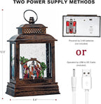 Christmas Snow Globe Lantern Water Nativity Scene & Manger Scene with Music & Timer, USB Lined/Battery Operated Lighted Lantern for Christmas Festival Decoration Gifts