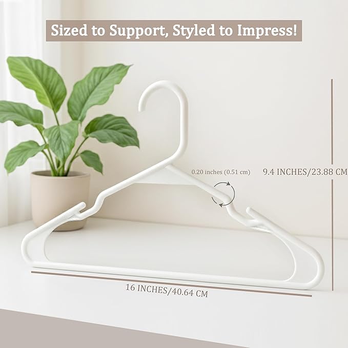 Utopia Home Plastic Hangers 100 Pack - Perfect Space Saving Clothes Hanger - Durable and Strong - Perfect Closet Organizers with Shoulder Grooves (White)