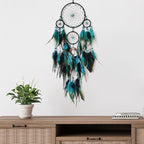 Blue and Black Dream Catcher with Crystal Tree of Life Large Dream Catchers Wall Decor Handmade Feather Dreamcatcher Wall Hanging Ornament for Bedroom Living Room Home Decor