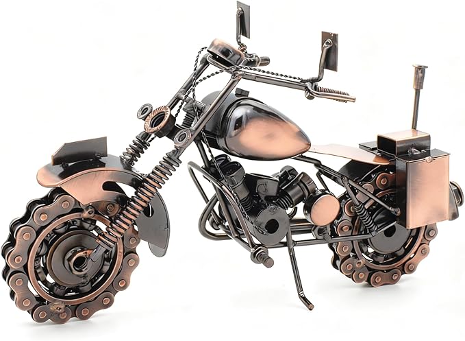 Motorcycle Gifts for Men & Women Riders, 11.8" Handmade Metal Motorcycle Model, Vintage Figurine & Desk Decor for Man Cave, Garage, Office & Home