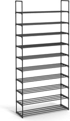 SONGMICS Shoe Rack, 10-Tier Shoe Organizer, Metal Storage Shelf, Upright or Upside Down, for 44-55 Pairs, for Entryway, 11.8 x 36.2 x 68.1 Inches, Black ULSA011B01