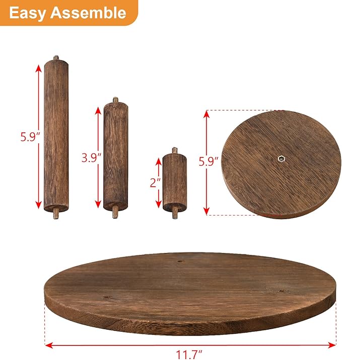 Ikee Design 3-Tier Wooden Display Riser for Jewelry, Wooden Jewelry and Figurine Display Risers, Wood Riser for Decor, Multilevel Stand for Action Figures and Home Decor, Brown Color
