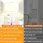 21" Touch Bedside lamps with 2 USB & AC Outlets, 3-Way Dimmable Bedside Table Lamps Set of 2 for Bedroom Living Room Office Reading, White Shade Lamps for Night Stands, 3000K LED Bulbs Included