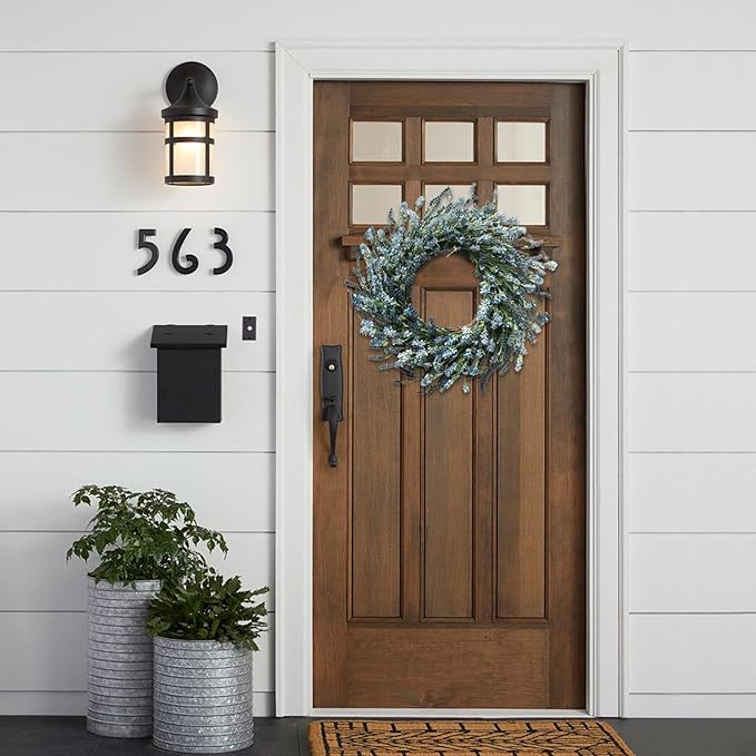 TEMPUS 20 Inch Blue Grains Flower String for Front Doors Wreath, Spring and Summer for Indoor and Outdoor Decor, Rustic and Farmhouse Style Home Blue Wreath