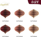 NICROLANDEE Wedding Decorations, 6 PCS Burgundy MIni Glitter Gold Edge Honeycomb Lanterns Ornaments for Christmas Tree Decoration, Xmas New Year Party, Birthday, Burgundy Bachelorette Party Decor