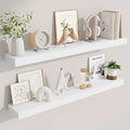 Fun Memories 40 Inch Floating Shelves, Long Wood Wall Shelf Set of 2 with Invisible Brackets, for Bathroom, Living Room, Bedroom, Kitchen, White