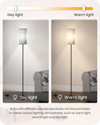 Floor Lamp, Pole Lamp with Foot Switch, Modern Standing Lamp Lampshade, Minimalist Freestanding Lamp (Bulb Not Included), for Living Room, Bedroom Office ETL Listed, Black and Gray H07LD05
