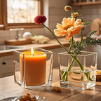 CONNOO 6 Pack Square Glass Vase 5" x 5" x 5", Clear Bulk Flower Vases for Centerpieces, Square Glass Cube Vase Floating Candle Holders for Wedding Party Home Decor
