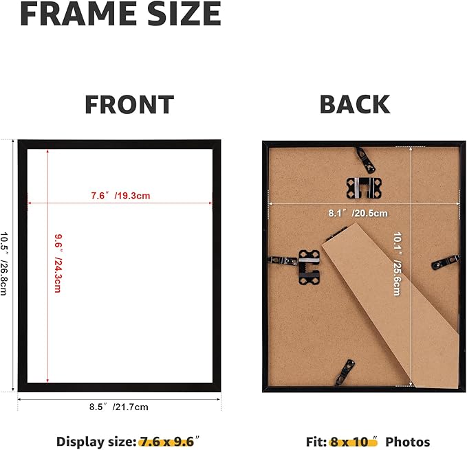 Giftgarden 8x10 Picture Frame Set of 18, Lightweight 8 by 10 Frames Bulk for Gallery Wall Photo Hanging and Tabletop Display, Black