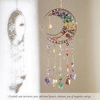 Rainbow Gemstone Dream Catcher 7 Chakras Tree of Life Moon Dream Catchers with Healing Crystal Stones Handmade Suncatcher Dreamcatcher Wall Decor for Adults Living Room,Bedroom,Garden,Bless Gift