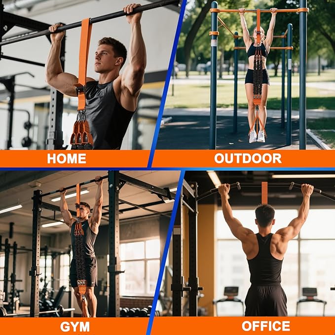 WHATAFIT Pull Up Assistance Bands, Resistance Bands for Pull Up Bar Working Out with Feet Straps ，Adjustable Heavy Duty Pull Up Assist Equipment, Home Gym Fitness Exercise Strength Muscle Training