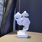 Couples Kiss Sculpture,White Thinker Resin Statue Ornaments,Silence is Gold Abstract Art Figurine,Abstract Style Sculptures,Living Room Desk Decorations,Bookshelf Decorative Objects
