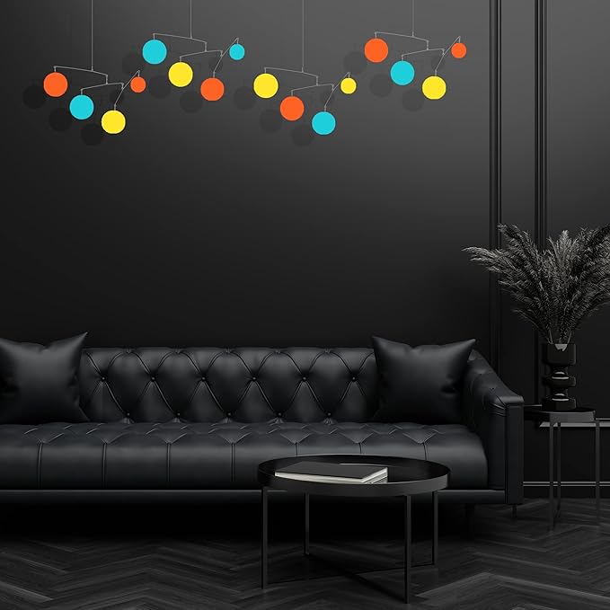 Atomic Mobiles The Palm Springs Hanging Art Mobiles - Mid Century Modern Kinetic Art - Home Decor - Work from Home Decorations - 5 Sizes (20" h x 66" w)