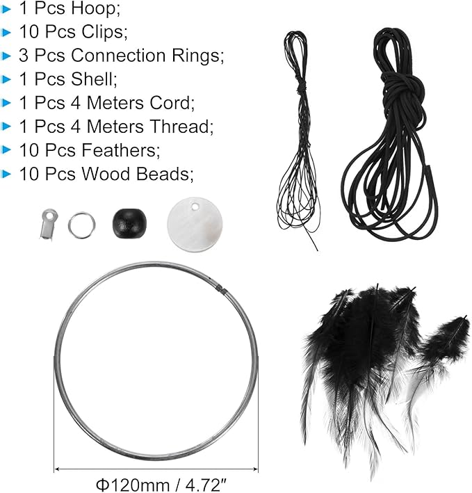 PATIKIL DIY Dream Catcher Kit, Making Dream Catcher Supplies Wall Hanging Handmade Dream Catcher Kits for Beginner Style 3, Black