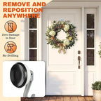 Ofiray-home Wreath Hangers, 2 Pack Heavy Duty Wreath Hangers for Front Doors/Windows/Over Door, No Drill & Reusable Suction Cup Hooks for Bedroom, RV, Bathroom and Home Storage Hooks(Gray)