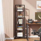 TUTOTAK Corner Shelf, 6-Tier Corner Bookshelf for Small Space, Narrow Display Corner Shelf Stand with Storage Rack, for Living Room, Bedroom, Black BS05BK006