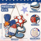 Wooden 4th of July Decorations Patriotic Wreaths for Front Door Independence Day Decorations Star Sign Welcome Memorial Day Hanging for Home Wall Decor Outdoor Indoor Red White and Blue Wreath 8