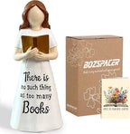 Book Figurine Reading Woman Statue – Reading Resin Figurine for Book Lovers Decor, Bookworm Sculpture, Reading Gifts for Book Lovers Women