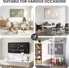 Large Bulletin Board, 35 X 24 Inches Felt Cork Board with 40 Pushpins, Foldable Felt Notice Pin Board Photo Display Board with Self-Adhesive Tape for Office Home School (Black, 35x24 inch)