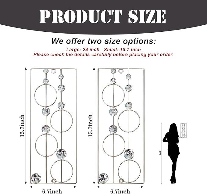 ZEXUIRU 2 Pcs Abstract Metal Art for Wall Decor Living Room Bedroom Bathroom Office Metal Bling Modern Geometric Hanging Vertical Small Iron Sculpture Plaque Pack -Silver 15.7in