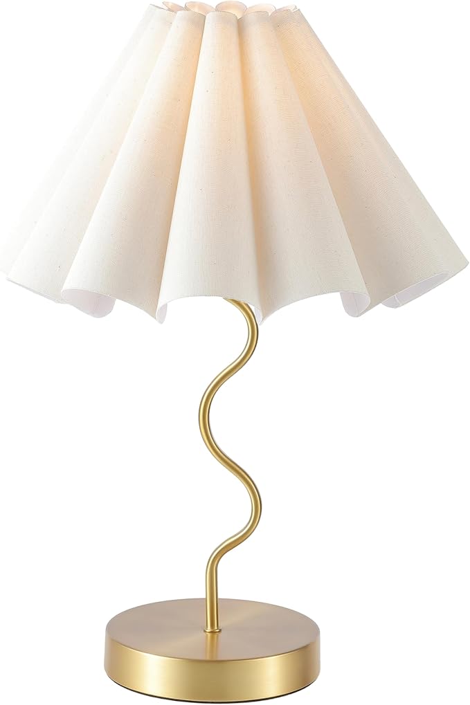 EOEYYOYB Pleated Table Lamp, Table Lamp for Bedroom, Bedside Lamps for Nightstand with Linen Lampshade, Modern Lamp for Bedroom Home Office Decor