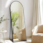 DUMOS Arched Full Length Floor Mirror, 56"x15" Full Body Standing Mirror with Aluminum Frame and Shatter Proorf Nano Glass, Modern Wall Hanging Leaning for Living Room, Home Decor, Black