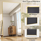 BEAUTYPEAK 71"x36" Rectangle Full Body Floor Mirrors, Full Length Mirror Hanging or Leaning, Aluminum Alloy Frame Wall Mirror for Bedroom, Dressing Room, Gold