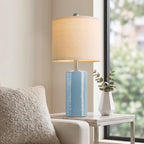 G-SAFAVA 20.5" Small Table Lamps for Living Room Lamp Set of 2 Ceramic Lamps for Bedroom Bedside Lamps Modern Boho Lamps for Night Stands Farmhouse Nightstand Lamp Side End Table Lamp, Light Blue