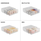 Socks Underwear Drawer Organizer Dividers, 16 Cell Stackable Closet Organizer, Plastic Underwear Drawer Storage for Clothing, Baby Clothes, Bra, Ties, Belts