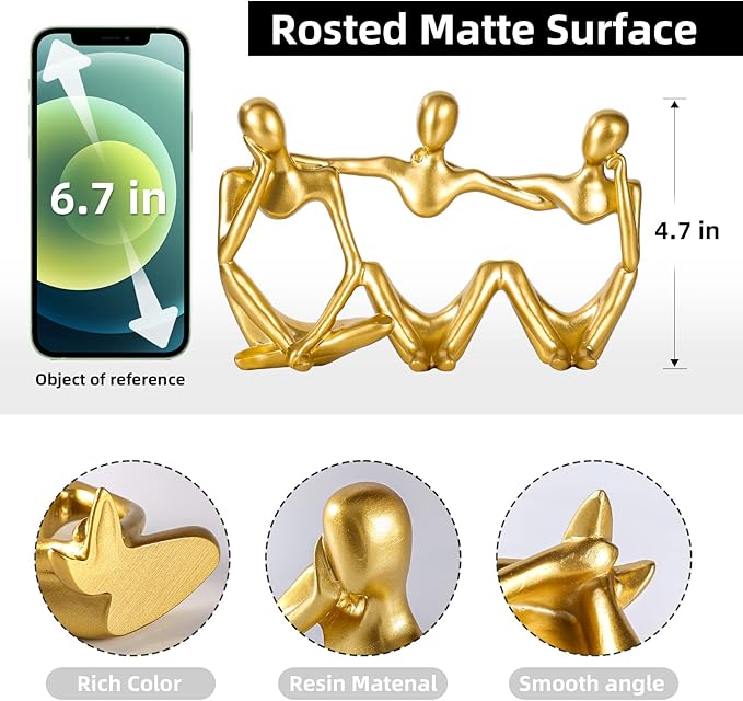 BMLCGJ Thinker Statue Gold Decor Abstract Art Sculpture, Golden Resin Collectible Figurines for Home Living Room Office Shelf Decoration,Great Gifts Ideas (Conjoined Body-Gold)