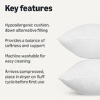 Amazon Basics Square Hypoallergenic Pillow Insert, Sofa Bed Couch Decorative Stuffer, 20", 4 Pack