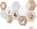 12'' Large Hexagon Cork Board Tiles – 10 Pack Adhesive Frameless Bulletin Board for Office & Home Wall Decor, Vision Board with 35 Push Pins, Decorative Pin Board for Photos & DIY