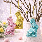 Lillian Vernon Bunny Blown Glass Easter Ornaments - Handcrafted Hanging Tree Decorations, Easter Bunny Holiday & Party Decor, 2.75 in, Assorted, 12-Piece Set