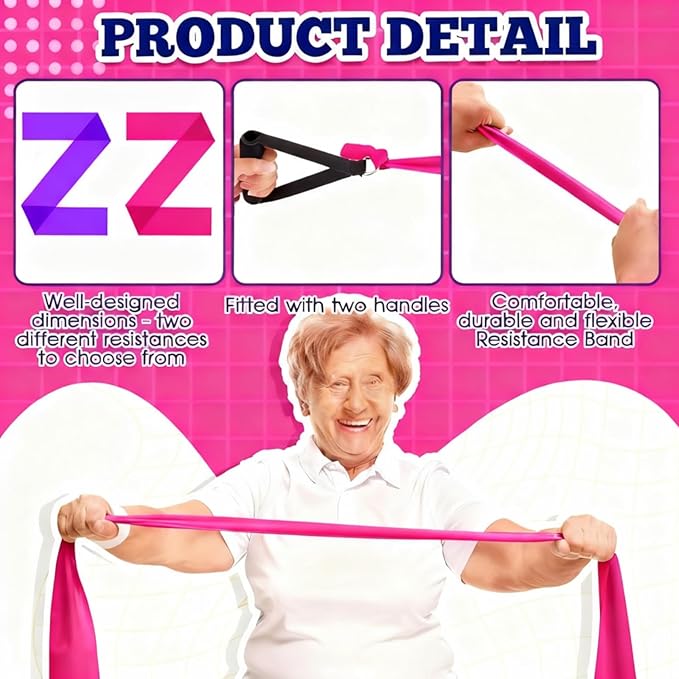 2 Pcs Resistance Band with Handles Chair Exercise Equipment for Seniors Physical Therapy Band Gifts for Elderly Women Rehab, Physical, Grandma, Grandpa