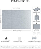 Fluxynara Bulletin Board,35.4" x 23.6" Cork Board Alternative with 12 Safe Removable Adhesive Tabs, Foldable Felt Pin Board for Home Office, Classroom, Bedroom,Entryway for Walls—Blue Gray