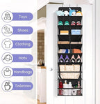 MISSLO Clear Over the Door Shoe Organizer Large Deep Pockets Hanging Shoe Rack for Closet Fit 20 Pairs Shoe Holder for Sneakers Boots Storage, Black