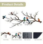 ESTART Metal Birds Wall Art, Metal Vivid Birds on Branch Silhouette Wall Decor Black Leaves with Bird Outdoor Hanging Wall Sculpture for Home Balcony Garden (Classic Color, Small)
