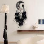 Large Dream Catcher,Moon Dream Catchers with Chakra Gemstone Agate Stone,Black Crystal Tree of Life Dream Catcher,Dream Catchers for Adults,Boho Bedroom Decor (Black Natural Gem Agate)