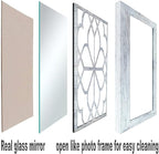 Wocred Set of 4 Mirrors Square Wall Mirror,Gorgeous Rustic Farmhouse Accent Mirror,Rustic White Color Entry Mirror for Bathroom Renovation,Bedrooms,Living Rooms and More(12”x12”4pcs)