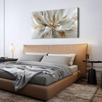Flower Wall Art Vintage White Floral Canvas Pictures Abstract Blooming Flower Prints Painting Large Abstract Botanical Blossom Wall Decor Elegant Artwork Bedroom Living Room Decoration 29.53x57.87"