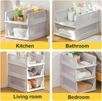yazi 5 Pack Stackable Closet Storage Box,Closet Shelf Organizer and Storage Plastic Drawer Storage,Wardrobe Organizer Closet Organizers Storage Box for Cupboard Kitchen, Office(5L)