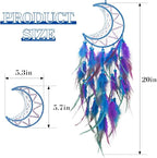 Dream Catcher Wall Decor for Girls With Feathers and Beads Pendant - Handwoven Kit for Bedroom and Living Room Decoration (Blue Purple)